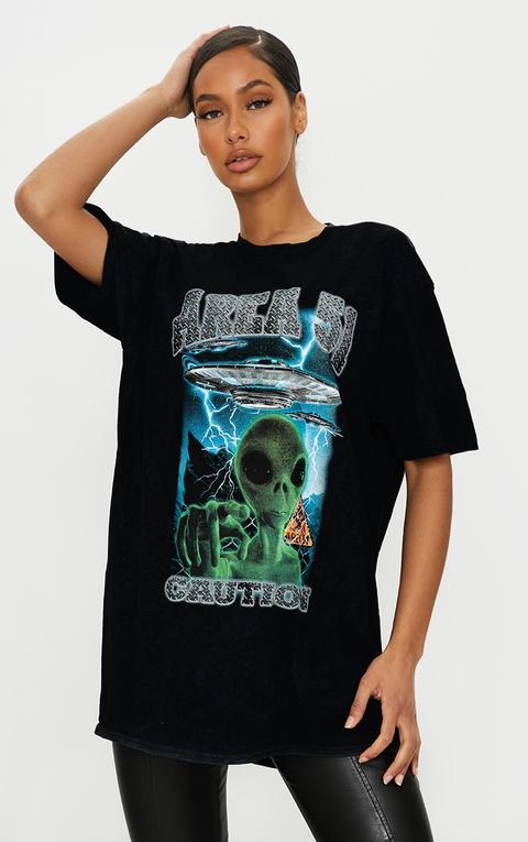 Black Area 51 Oversized T Shirt