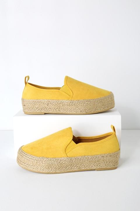 Loletta Yellow Flatform Espadrille Sneakers - Lulus