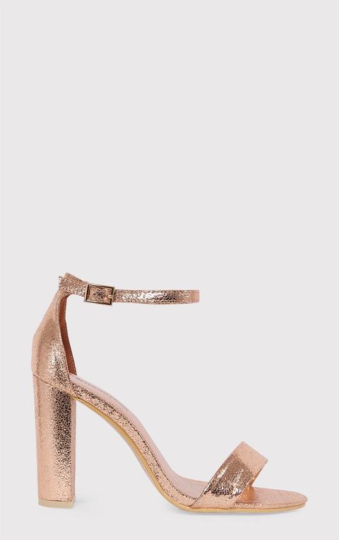 May Rose Gold Block Heeled Sandals