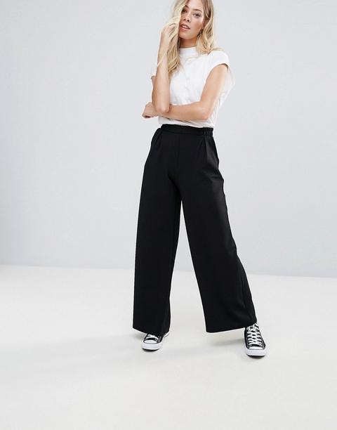 Bershka - Pantaloni Con Fondo Ampio - Nero