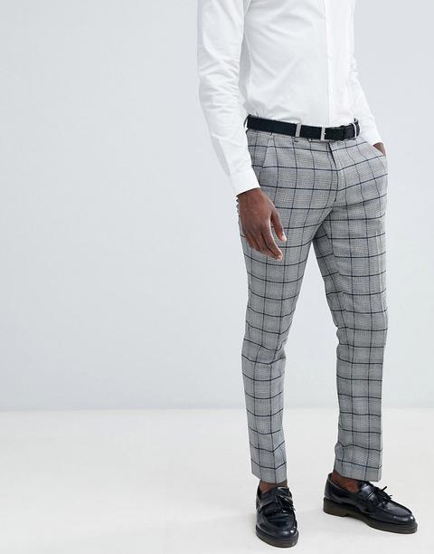 Asos Design Pantalon De Costume Skinny à Carreaux Prince De Galles Gris From Asos On 21 Buttons