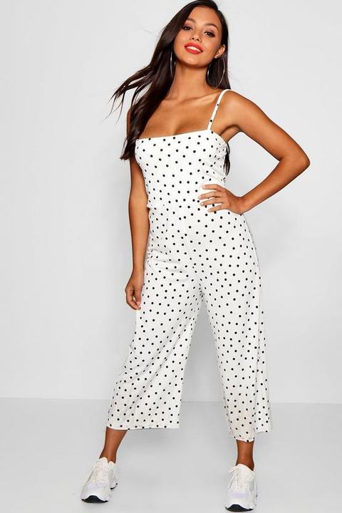 Petite Nina Polka Dot Square Neck Jumpsuit