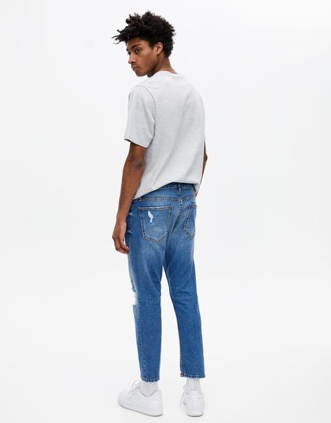 Jeans Slim Comfort Fit Con Strappi de Pull and Bear en 21 Buttons