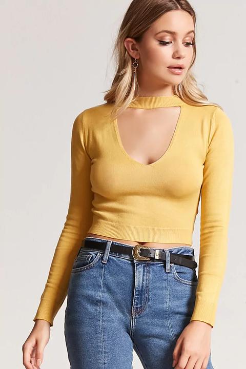 Mock Neck Cutout Sweater