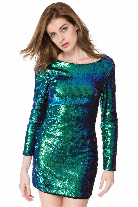 Sequins Long Sleeve Bodycon Dress