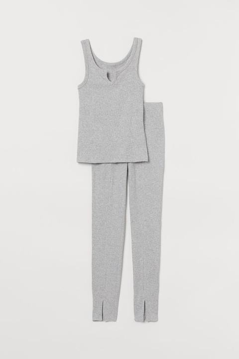 Pyjama Vest Top And Leggings - Grey