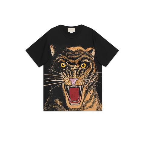 T-shirt Oversize Con Stampa Felino