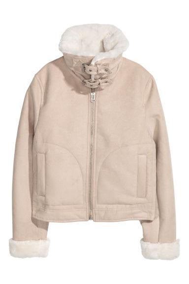 H & M - Jacket With Faux Fur Lining - Beige