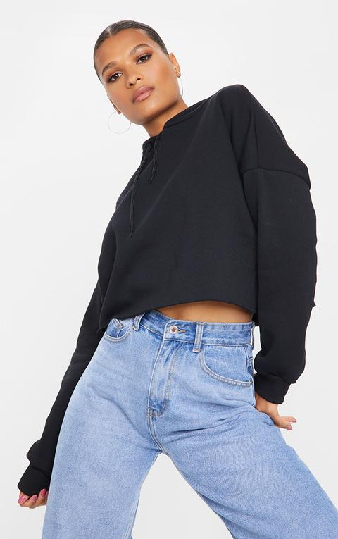 Black Ultimate Oversized Crop Hoodie