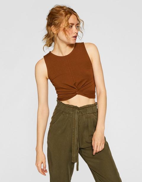 Cropped Con Nodo Cammello Scuro