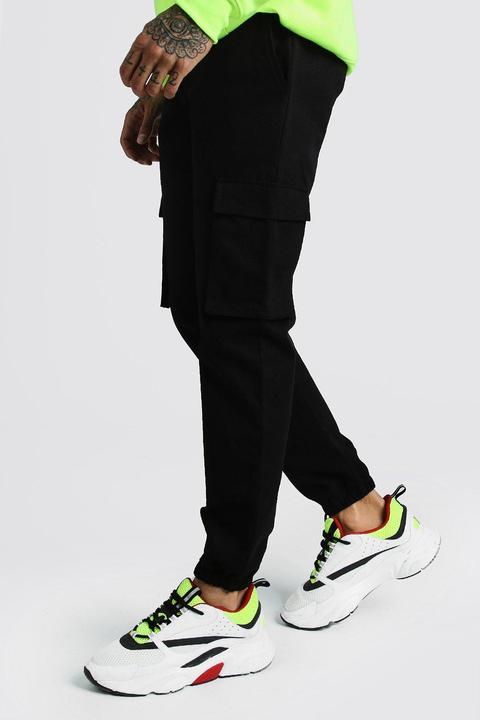Mens Black Utility Pocket Cargo Jogger Trouser, Black