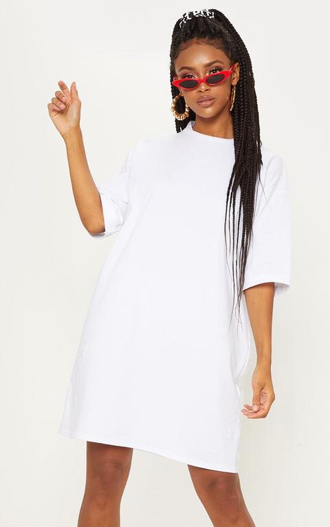 White Oversized Boyfriend T Shirt Dress