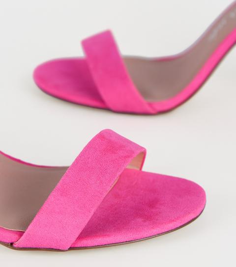 Wide Fit Bright Pink Suedette Block Heel Sandals New Look from NEW LOOK ...