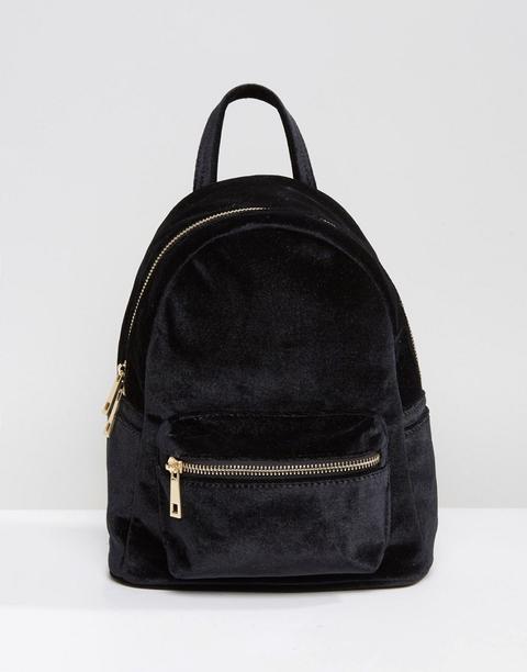 Qupid Mini Velvet Backpack - Black Velvet