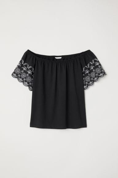 H & M - Top Con Ricami - Nero