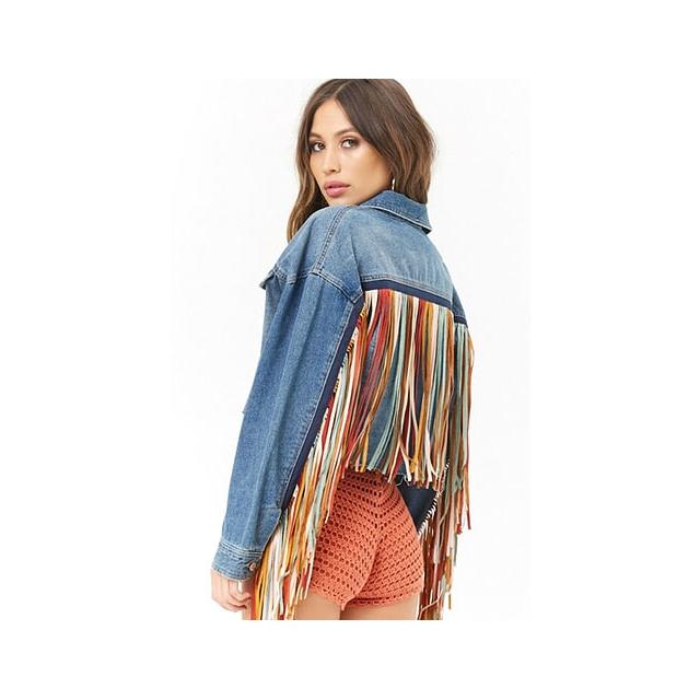 Fringe denim jacket forever 21 Clearance
