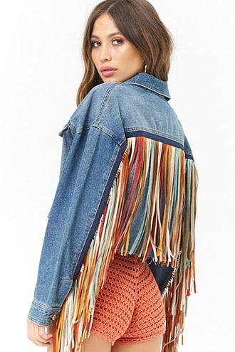 Fringe denim 2025 jacket forever 21