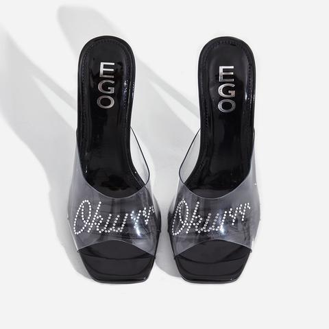 black patent peep toe heels