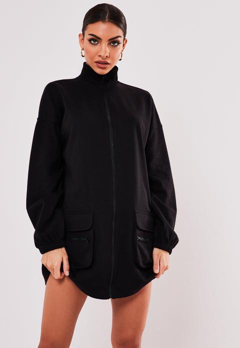 Robe Sweat Noire À Fermeture Éclair