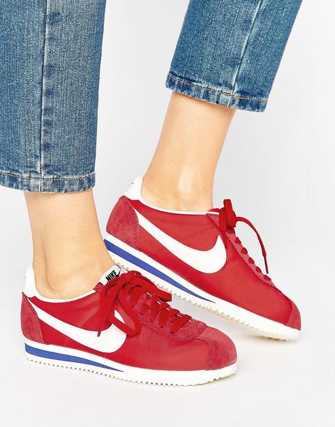 Nike Classic Cortez Nylon Trainers In Red