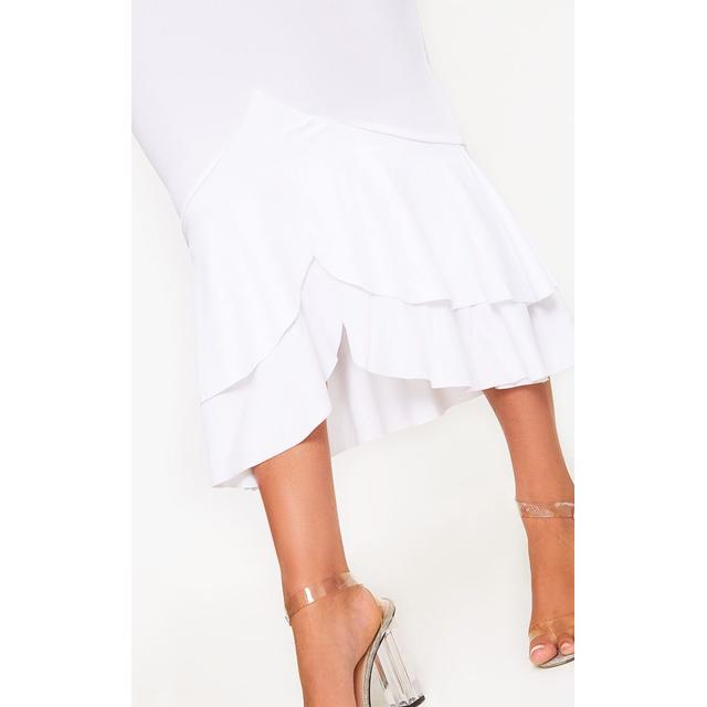 white strappy fishtail midi dress