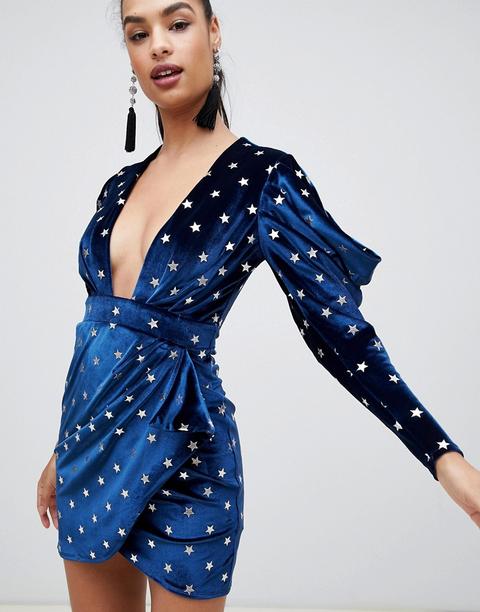 Minivestido De Terciopelo Con Estampado De Estrellas De Asos Design