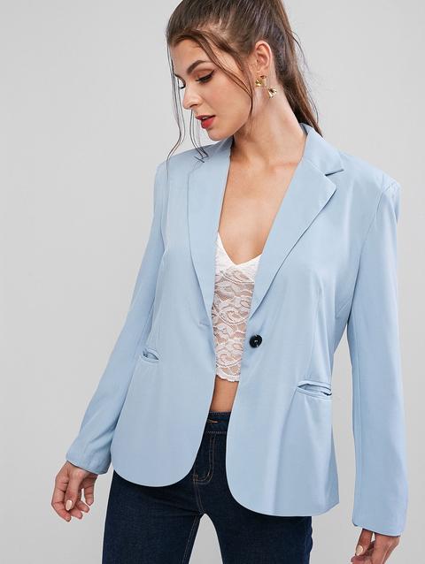 Blazer Semplice Con Risvolto A Un Bottone Blue