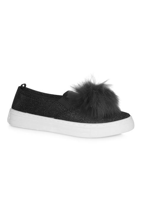 Zapatillas Negras Con Pompón