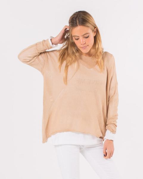 Jersey Barco Asimétrico Franjas Laterales Beige