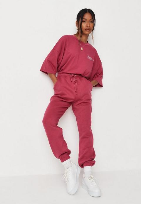 Princes Trust X Missguided Raspberry Love Thyself Oversized Joggers, Pink