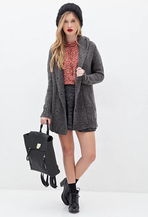 Hooded Wool-blend Cardigan