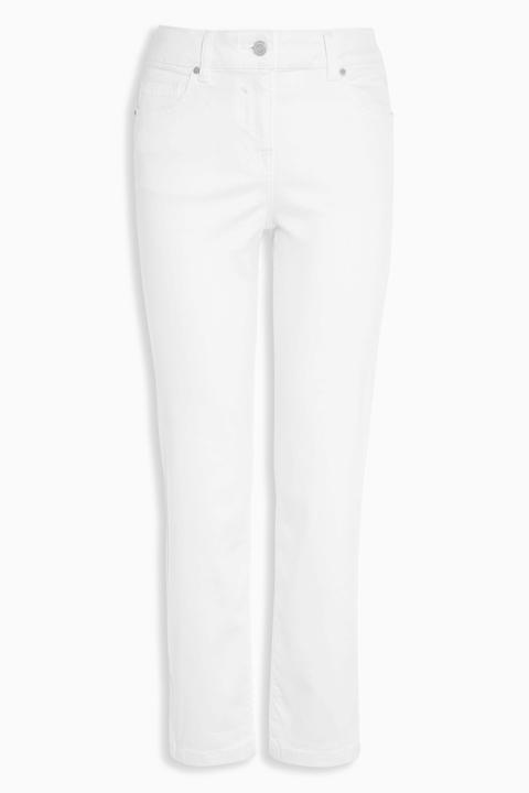 White Parallel Cropped Jeans