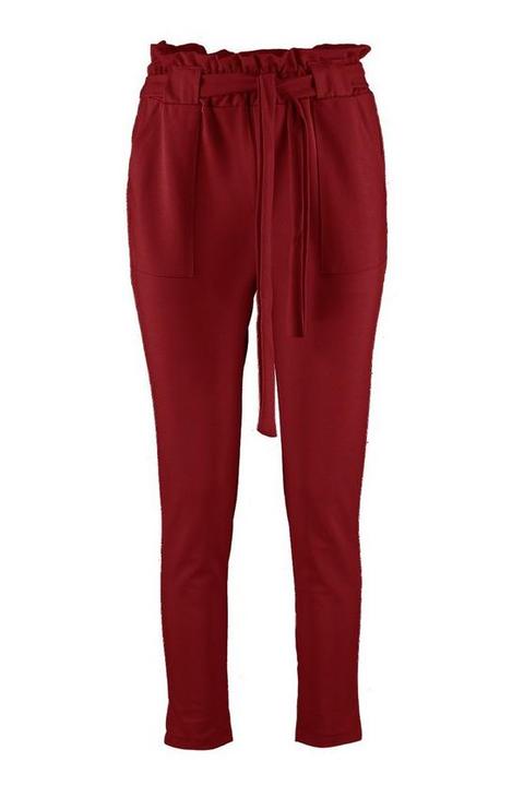 Paperbag Waist Belted Trouser from Boohoo on 21 Buttons