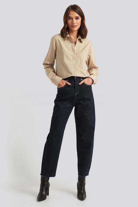 Na-kd High Waist Barrel Leg Jeans - Blue