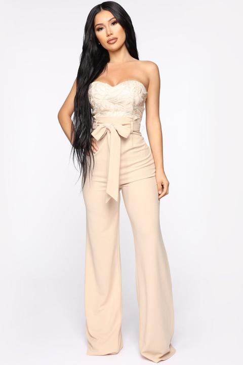 Leaf Me Out Of It Paperbag Jumpsuit - Gold