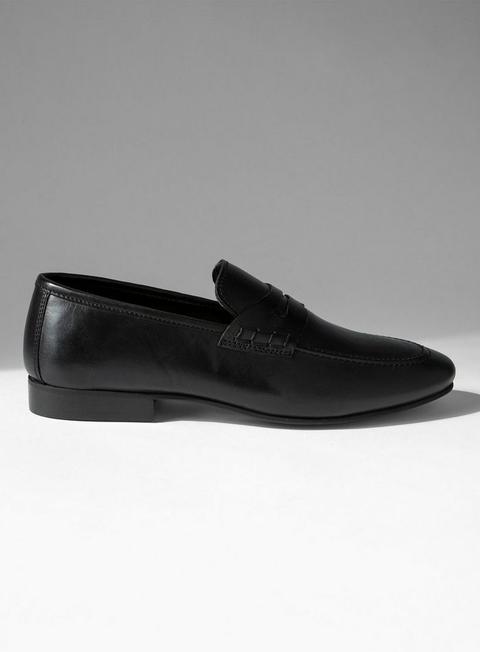Black Real Leather Corden Loafers