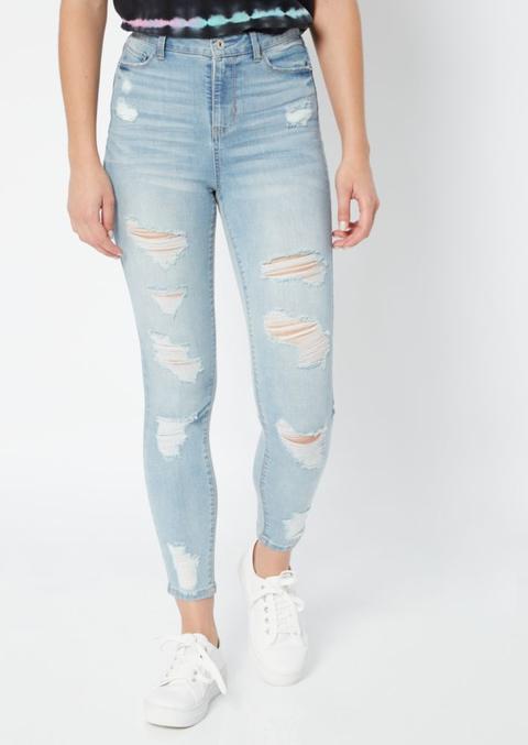 light wash high waisted ripped jeans