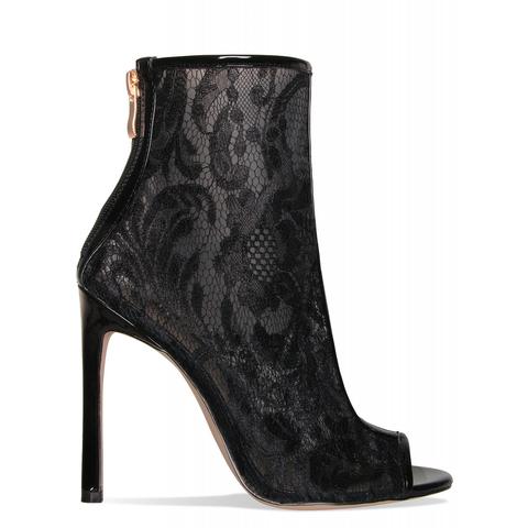 Gisella Black Lace Stiletto Ankle Boots