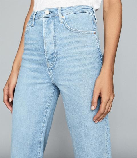 pale blue straight leg jeans