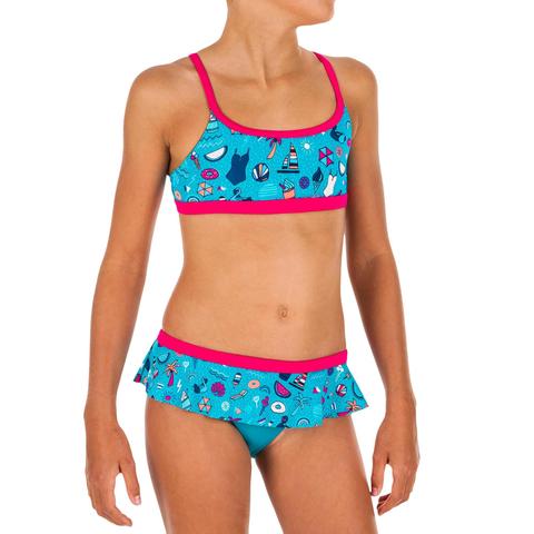 Bikini Deportivo Completo Niña Piscina Natación Riana Violeta | Bikini Natación Riana Skirt All Playa Niña Azul Luz de Decathlon en 21 Buttons