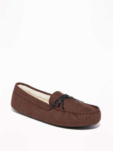 Sherpa-lined Moccasin Slippers For Men