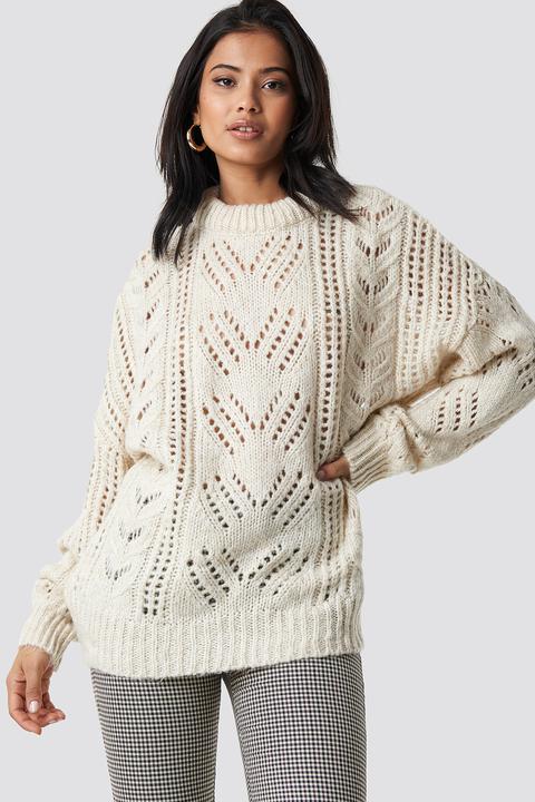 Detailed Knitted Pullover Beige