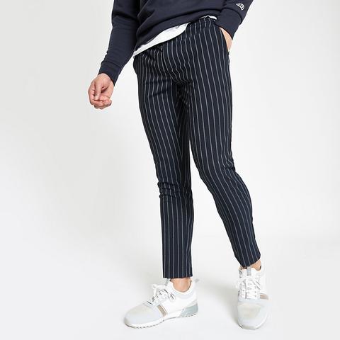 Navy Stripe Super Skinny Jogger Trousers