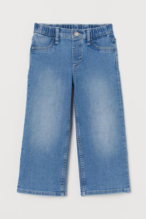 Pantalón Culotte En Denim - Azul