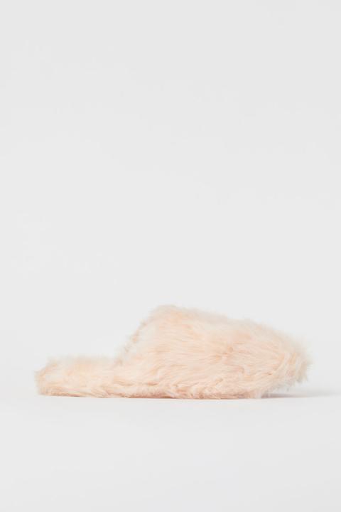 Faux Fur Slippers - Pink