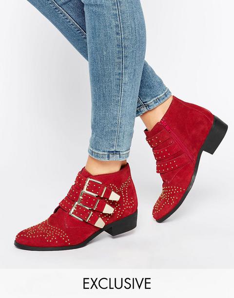 Botines De Ante Rojo Con Tachuelas Alloy De Office