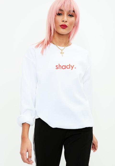 White Shady Slogan Sweatshirt, White