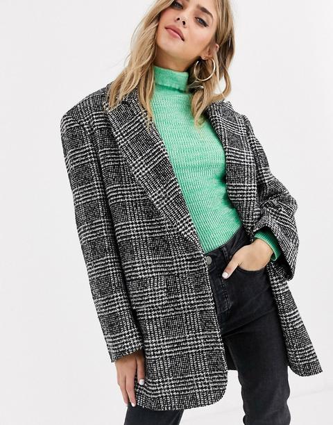 Asos Design Prince Of Wales Grandad Coat-multi