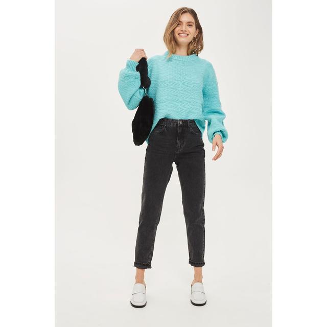 petite washed black mom jeans