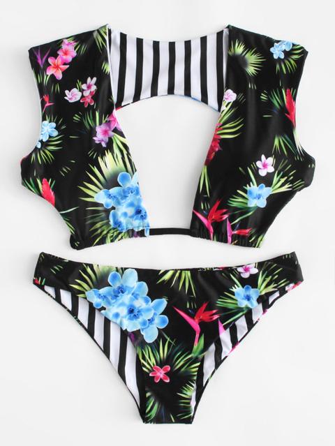 Set Di Bikini Con Stampa Di Fiore